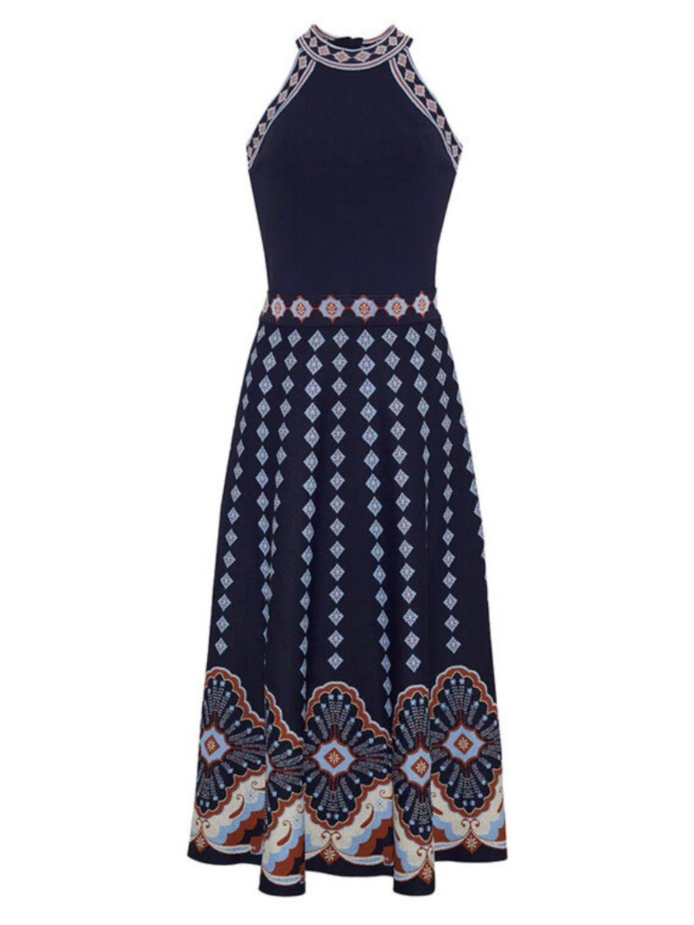 NWOT Cara Cara  Navy Jacquard Sandrinna Dress Size L